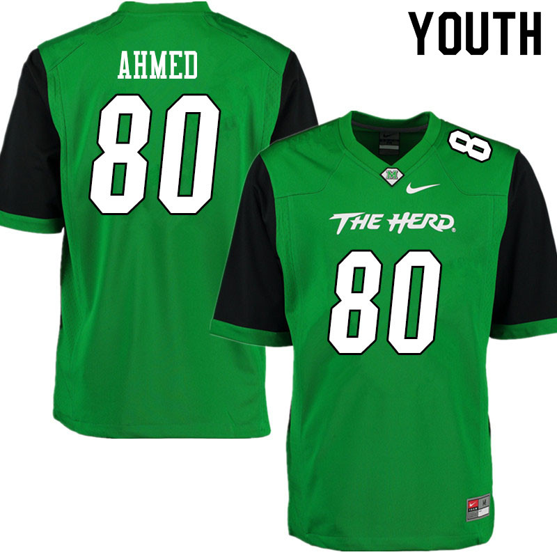 Youth #80 Shadeed Ahmed Marshall Thundering Herd College Football Jerseys Sale-Gren - Click Image to Close
